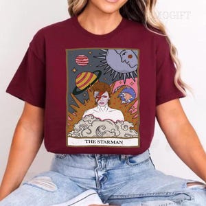 The StarMan Tarot Card Shirt, David Bowie Shirt, Vintage Tarot Shirt, Tarot Lover Gift, Concert Shirt, Old School Band Tee, David Rock Band image 6