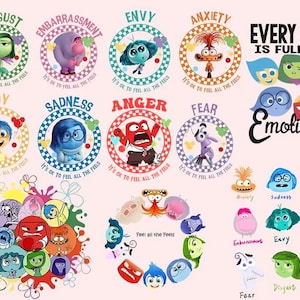 Paquete Inside Out 2, Está bien sentir todas las sensaciones png, Inside Out Png, Salud mental, Psicólogo terapeuta, Dibujos animados de emociones de amigos