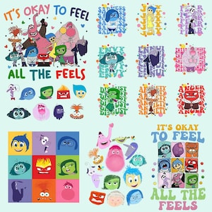 Inside Out 2 Png, 6 PNG Files Inside Out, It's Okay To Feel All The Feels png, Inside Out Png, Mental Health PNG, Therapist Psychologist
