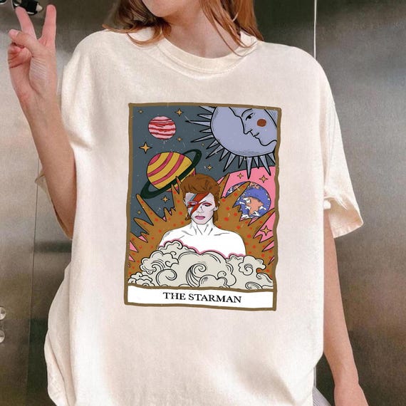The StarMan Tarot Card Shirt, David Bowie Shirt, Vintage Tarot Shirt, Tarot Lover Gift, Concert Shirt, Old School Band Tee,  David Rock Band