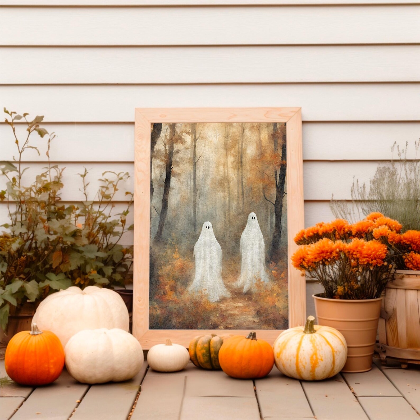 Vintage Ghost Print for Halloween | Ghost Painting, Halloween Wall ...