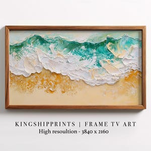 Blue Summer Frame Tv Art Samsung Frame Tv Art Abstract Ocean Waves Blue Green Seascape Beach Painting Tv Art Cool Toned Textured Screensaver