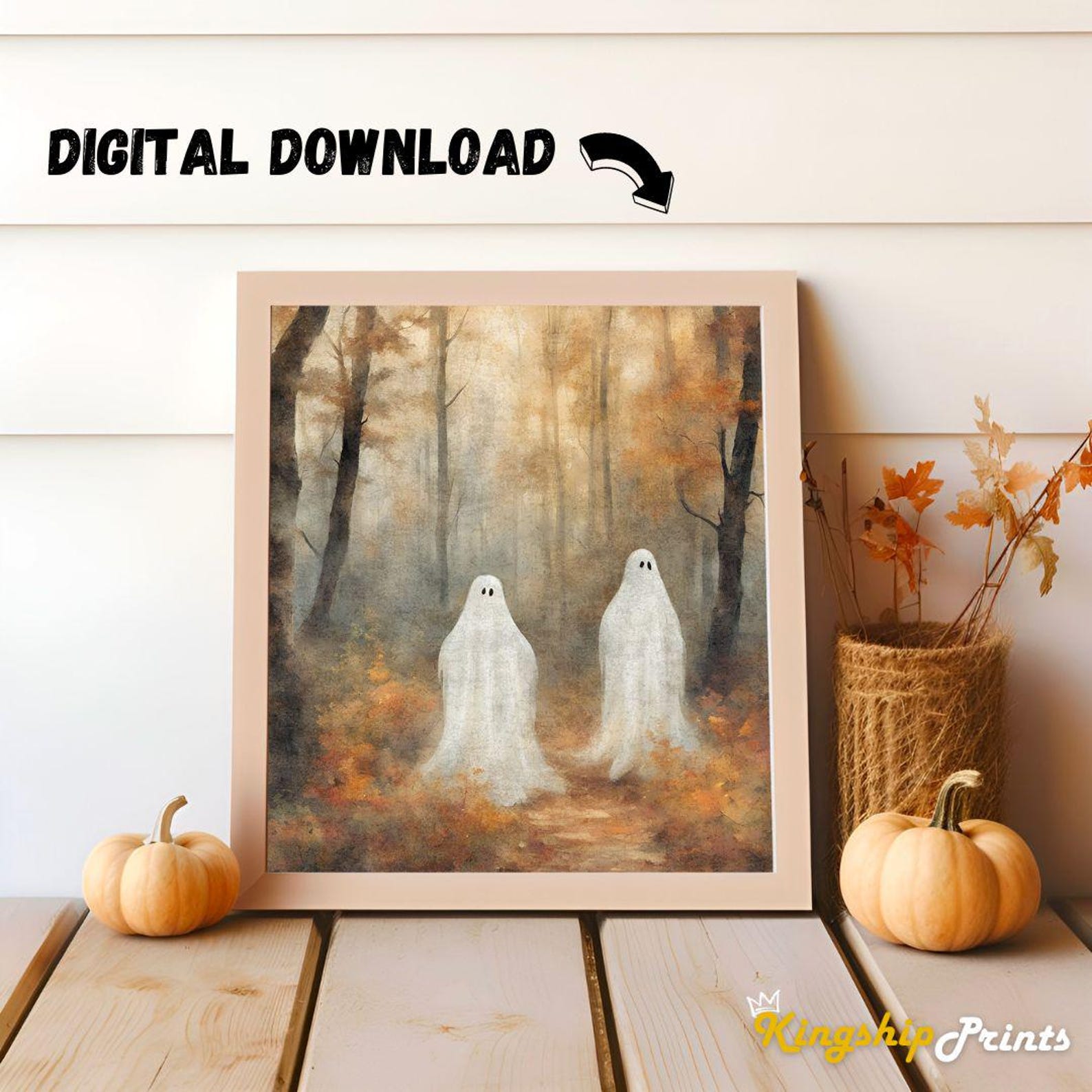 Vintage Ghost Print for Halloween | Ghost Painting, Halloween Wall ...