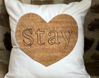 Stay throw pillow cover, 18 x 18 pillow cover, couch pillow, living room pillow, cozy home living room decor, rustic pillow, white pillow