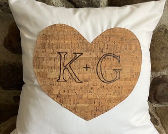 Personalized pillow cover, anniversary gift, gift for the couple, wedding gift, initial pillow, birthday gift for her, bridal shower gift