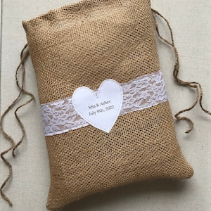 Rustic Wedding Bride and Groom Burlap Bag Burlap Wedding Bags Dollar Dance Bags Barn Wedding Bridal Shower Gift Gifts for the Couple