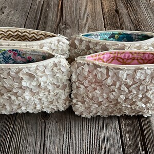 4 Bridesmaid clutches, burlap and lace bags, bridesmaid gifts, rustic wedding image 3