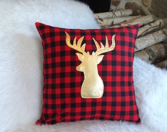 Pillow Covers 18 X 18, Christmas Decorations, Pillow Covers Christmas, Gold Christmas Decor, Gold Accents, Couch Pillows, Deer Antler, Throw