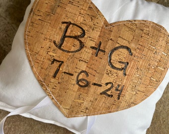 Personalized ring bearer pillow, rustic wedding pillow, natural wedding, woodland wedding, outdoor wedding, country barn wedding