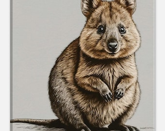 Impresión de Quokka sobre lienzo 20 x 20 cm / Regalo de Quokka / Australia