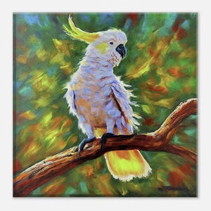 Cockatoo Canvas Wall Art: Textured Australian Bird Print
