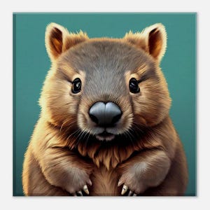 Wombat Print on Canvas 20x20 cm | Wombat Wall Art | Cute Wombat Print | Cute | Wombat Gift Australia