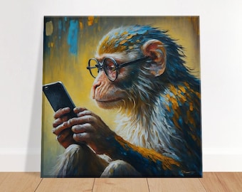 舌を出した猿のデジタルアートプリント - Etsy 日本