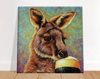 Impresión en lienzo de Guinness Kangaroo: Decoración divertida para bar (20 x 20 cm)
