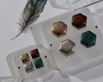 Sparkling Metallic Watercolor Set: Champagne, Hunter, Pine, Dragon (PDF Tutorial)