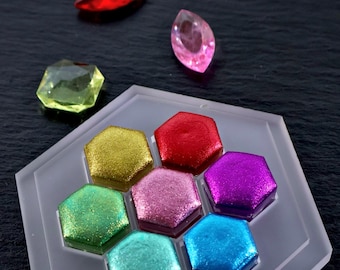 Orig Lisilinka - Radiant Jewels - Luxe handgemaakte metallic aquarelset van 7 - Premium sprankelende verf - Made in Germany (veganistisch)