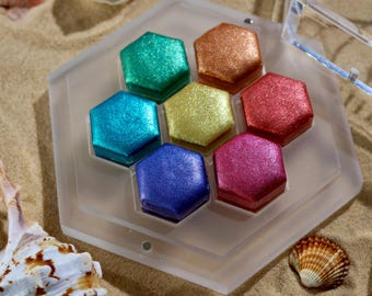 Tropical Sunset Metallic Watercolor Paint Set - Handmade Vegan German Art