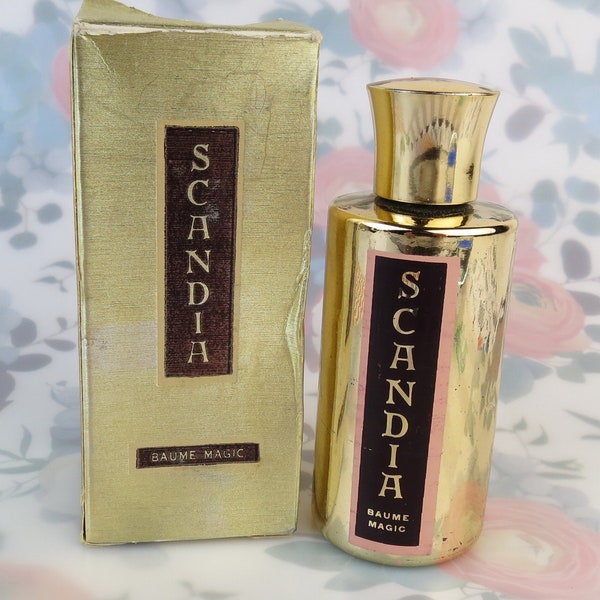 Vintage Scandia Baume Magic gold cosmetic bottle with original box - great vanity display item , sold for bottle not contents NO RETURNS
