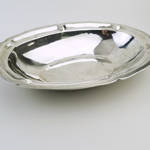 1950s Sanborns ( Mexico City ) sterling silver heavy weight oval scalloped bowl with original Sanborns storage bag