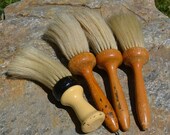 Vintage to antique Barber neck duster Brushes , Set of four with wood handles and horse hair bristles includes Beau Brummel 42