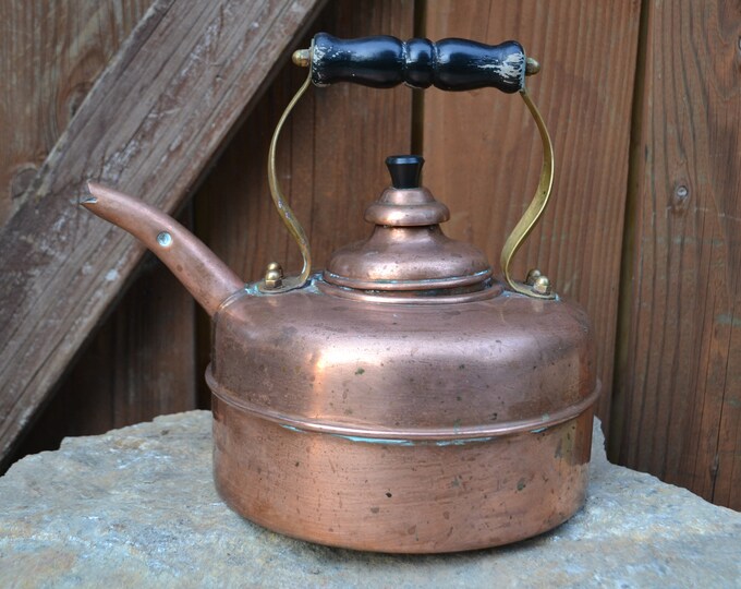 Antique Simplex Solid Copper English Tea Kettle Etsy