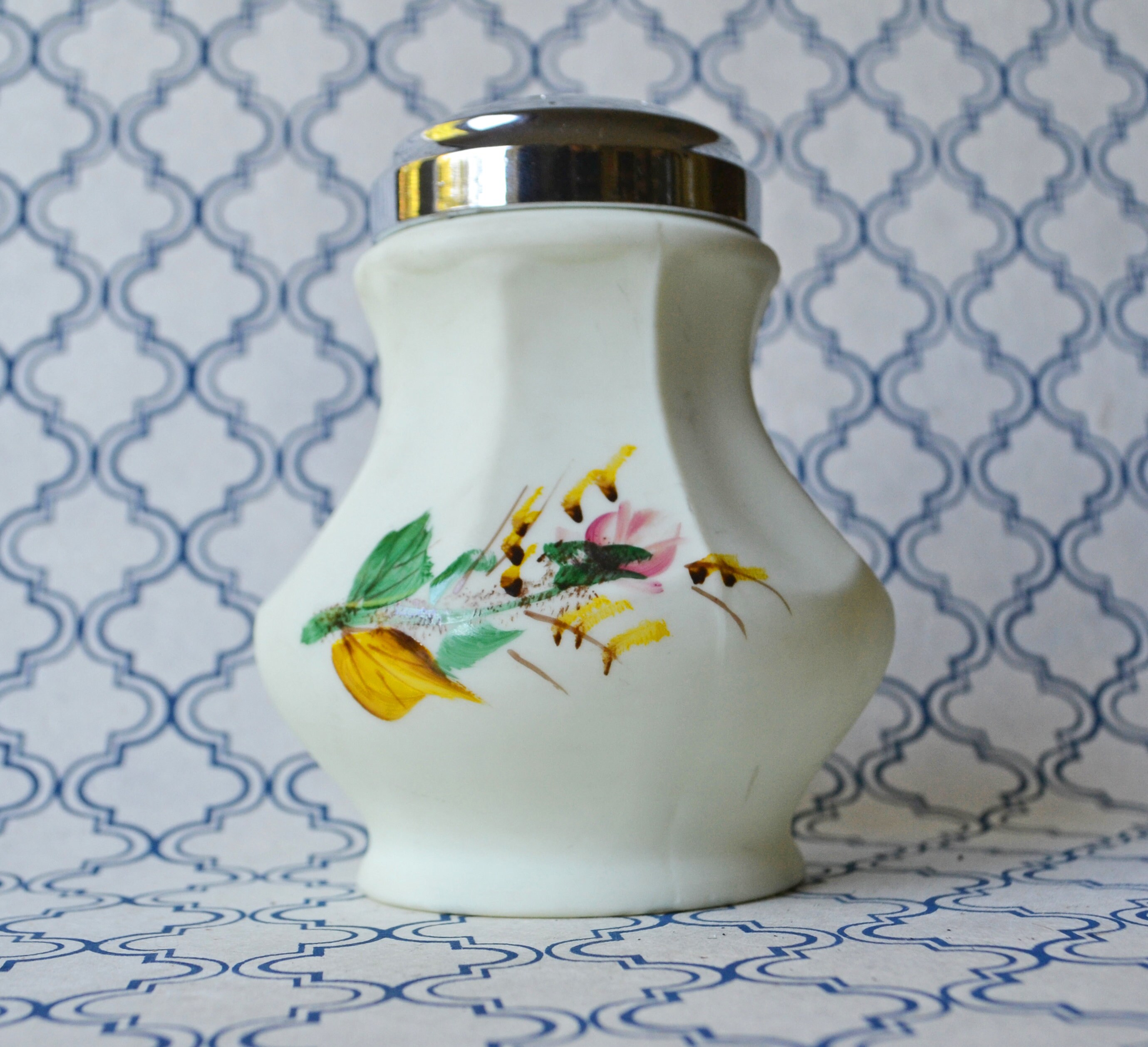 Antique glass Sugar Shaker hand painted floral design Etsy
