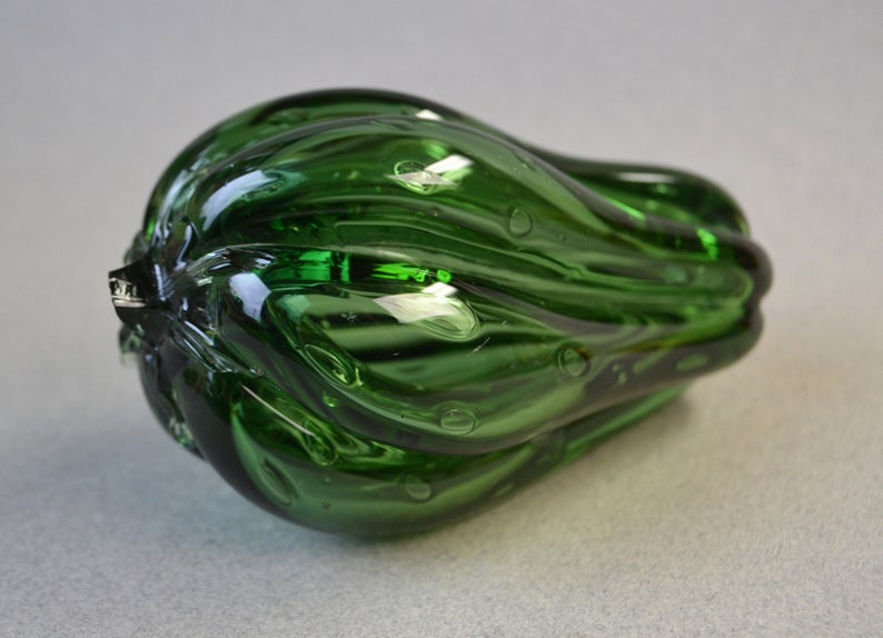 Vintage handblown mossy green Glass vegetable or fruit