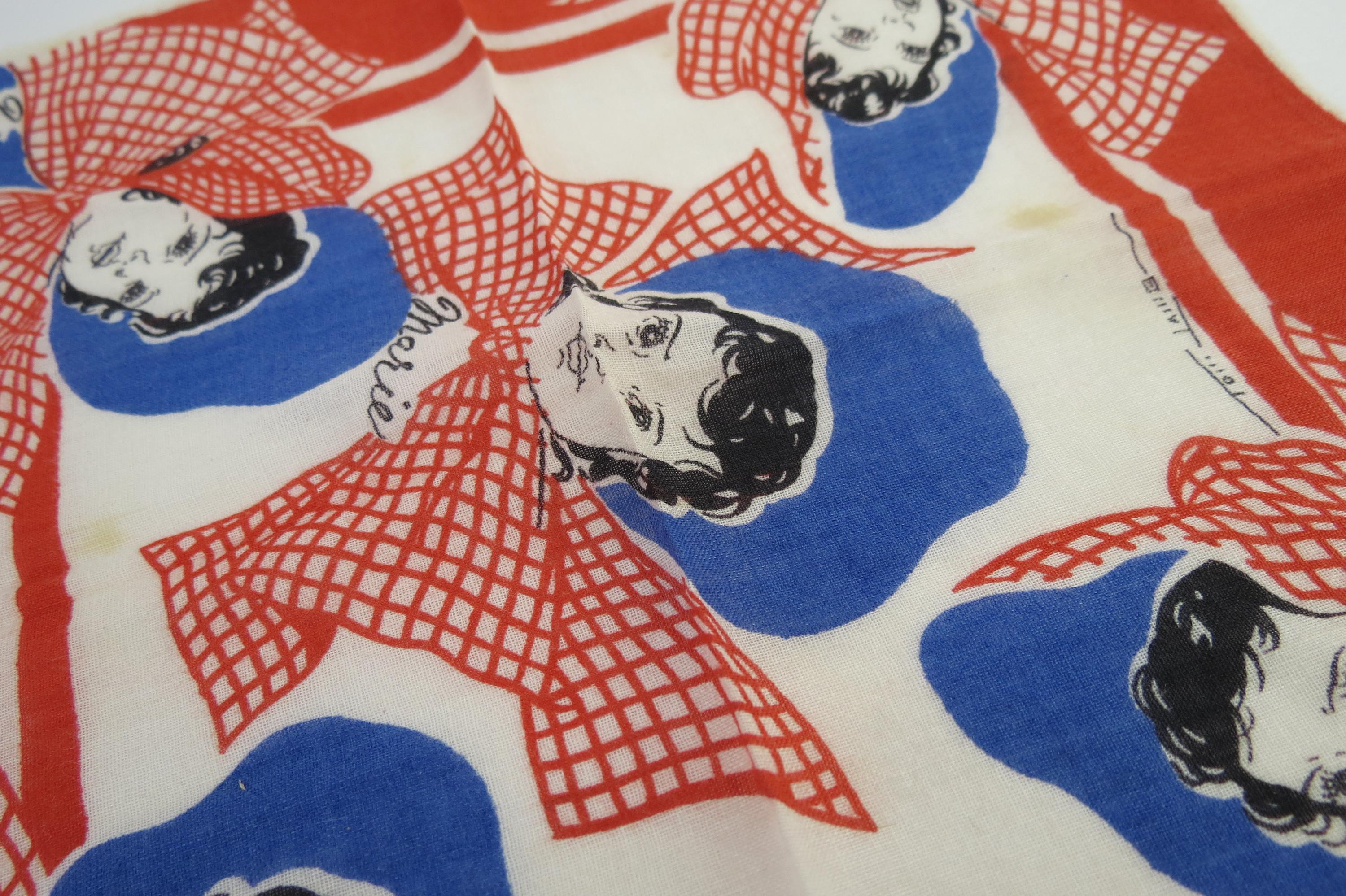 Us Quints 1930s Dionne Quintuplets Quints Red White Blue Cotton Handkerchief - a ...