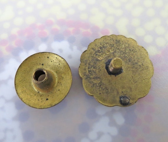 Vintage enamel scarab gold filled button Detroit … - image 5