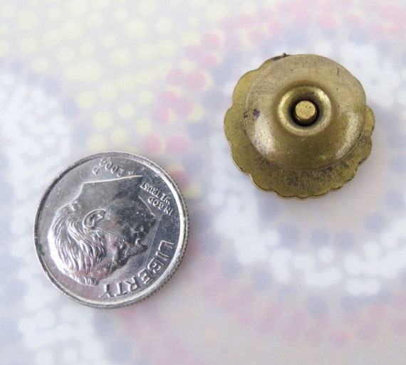 Vintage enamel scarab gold filled button Detroit … - image 4