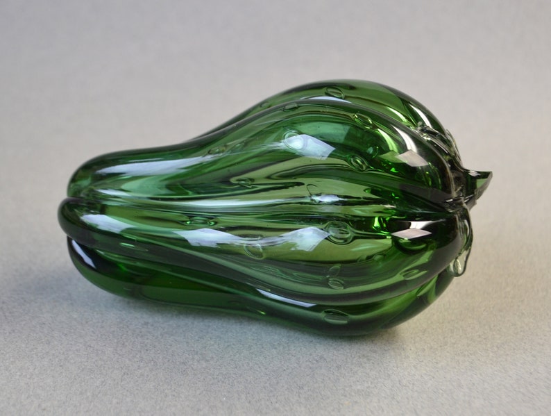 Vintage handblown mossy green Glass vegetable or fruit