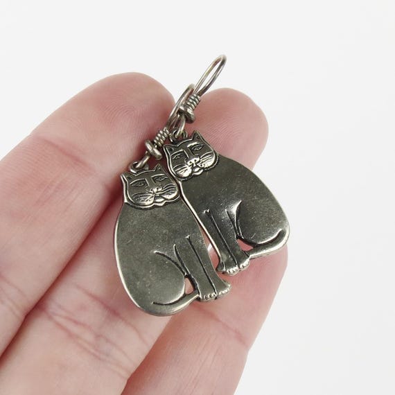 Laurel Burch Cat silver colored dangle earrings - image 9