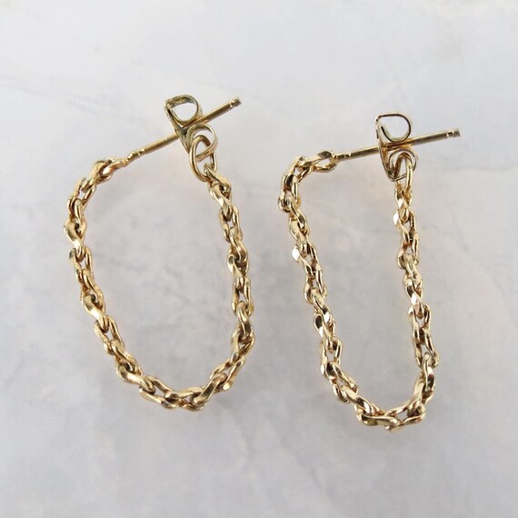 Gold filled chain seamless loop dangle vintage po… - image 2