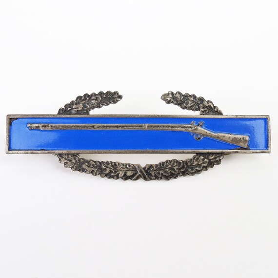 Sterling Silver WWII Rifle Marksman CIB Badge Blue Enamel