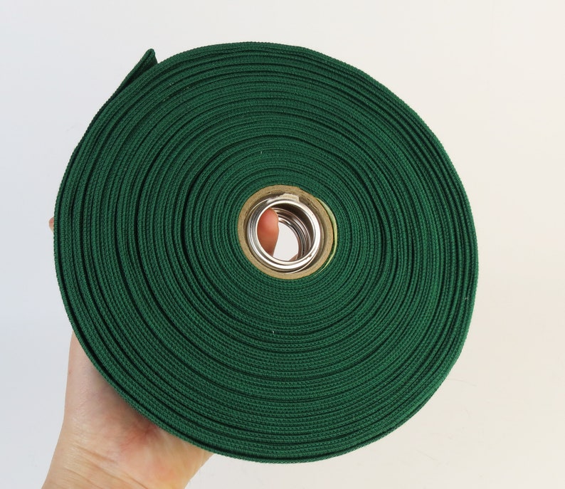 Large roll of Vintage green silk cotton Bengaline grosgrain ribbon with wired edge great for wrapping Christmas gifts