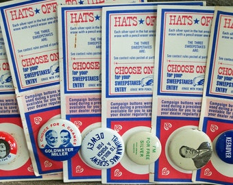 Set of 6 1970s repro Political Campaign Buttons from earlier years