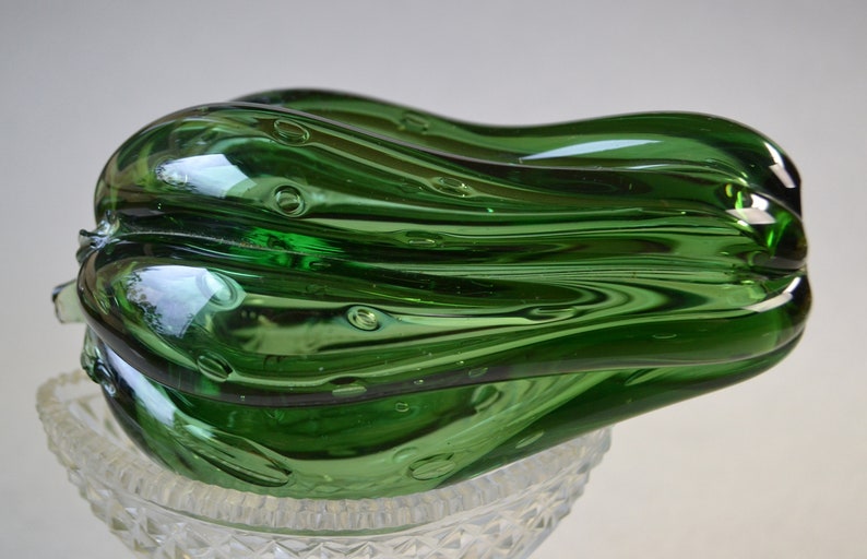 Vintage handblown mossy green Glass vegetable or fruit