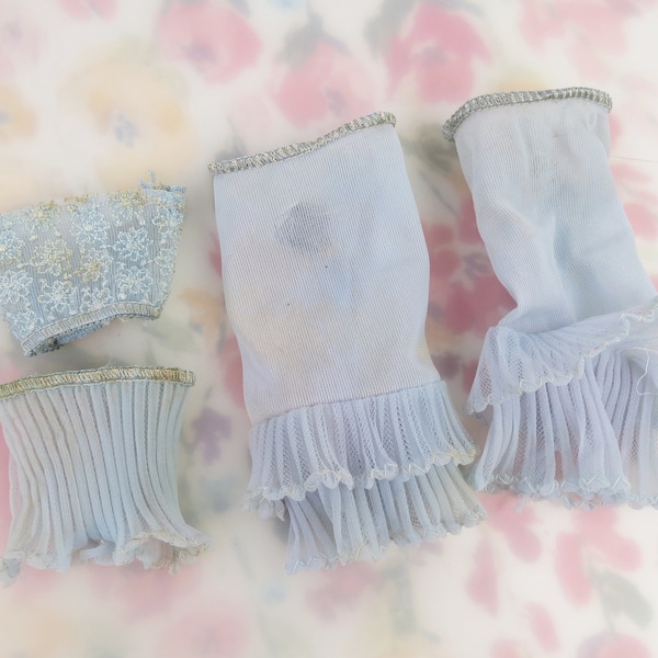 1960s Vintage Barbie Undergarments #919 soft blue tricot lingerie by Mattel including panties, girdle and 2 half slips (1 as is unstitched)