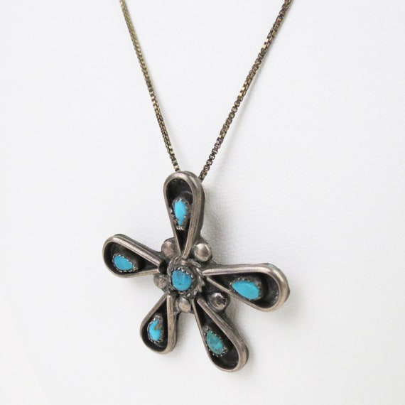 Vintage Native American sterling silver turquoise… - image 4