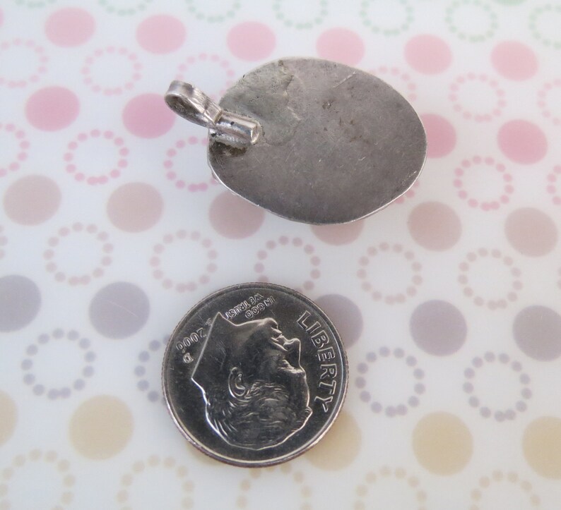 Vintage green brown turquoise sterling silver Navajo Native American pendant