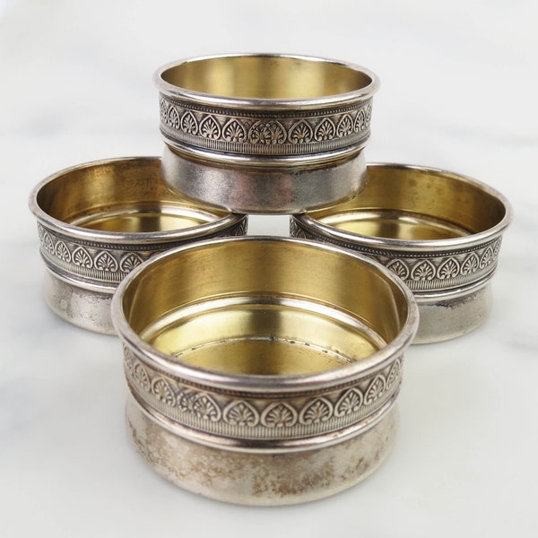 1930s Gorham vintage silverplated Set of Four Art Deco salt cellars