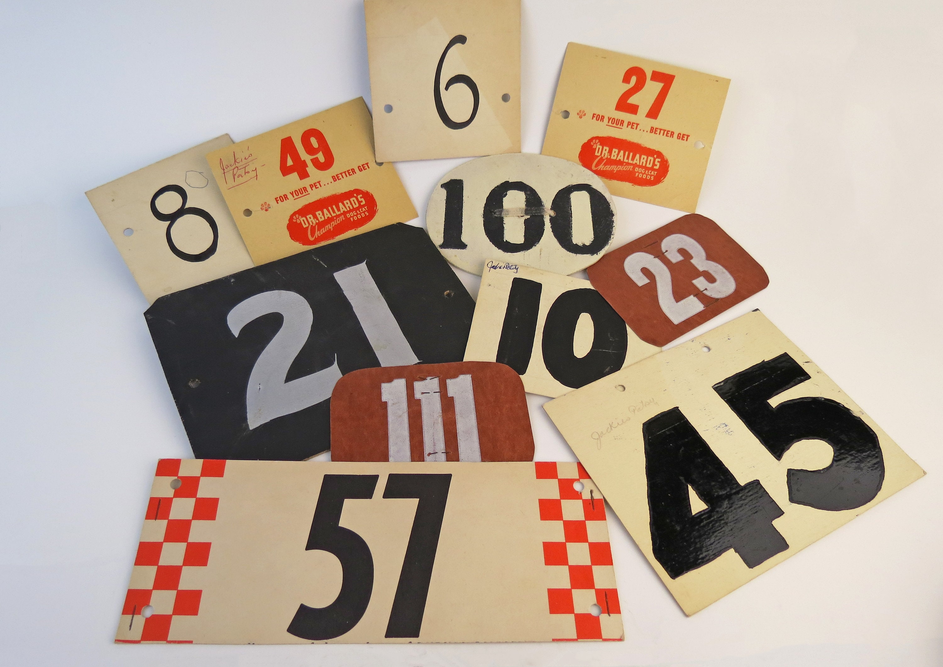 Lot of 11 Horse show numbers of varying materials incl. wood Etsy