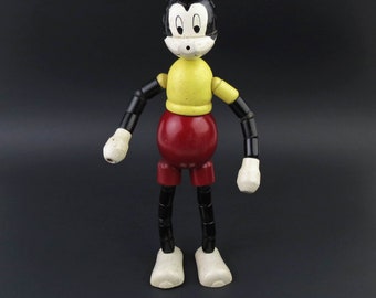 Vintage Mickey Mouse Articulated Toy by Brio - Made in Sweden - Missing Ears and Nose