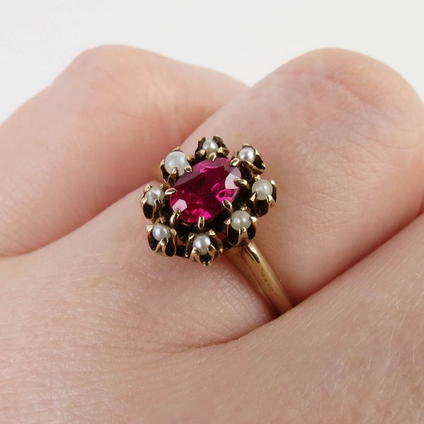 Antique Victorian Ruby and Seed Pearl Ring - Etsy