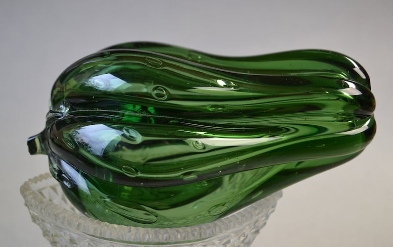 Vintage handblown mossy green Glass vegetable or fruit