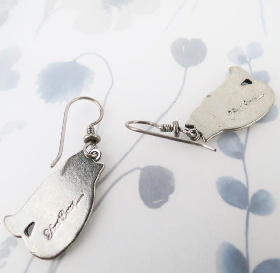 Laurel Burch Cat silver colored dangle earrings - image 7