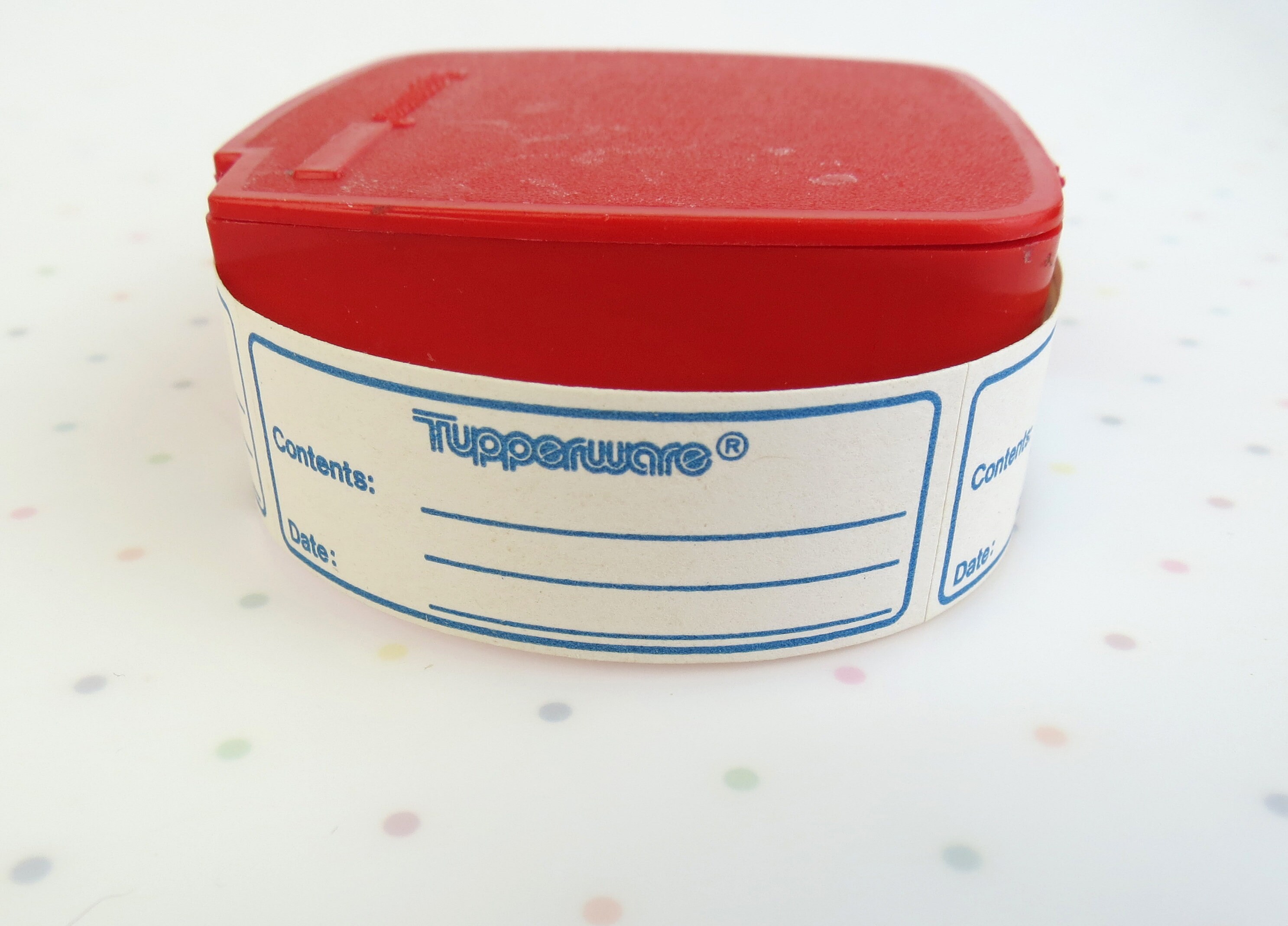 Vintage Tupperware Label Dispenser with approx half of a roll Etsy