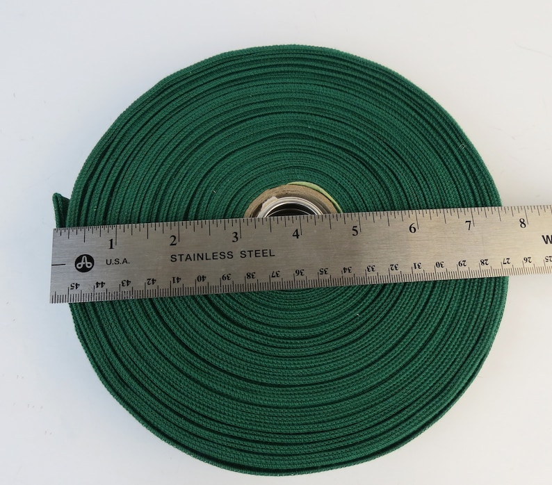 Large roll of Vintage green silk cotton Bengaline grosgrain ribbon with wired edge great for wrapping Christmas gifts