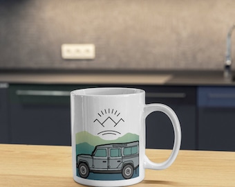 Landrover Defender-Keramikbecher, Geschenk für Auto-Enthusiasten