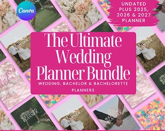 Hochzeitsplaner Bundle mit PLR, 2025, 2026, 2027 Hochzeitsplaner, Junggesellenabschied & Junggesellinnenabschied Organisatoren, in Canva bearbeiten und weiterverkaufen